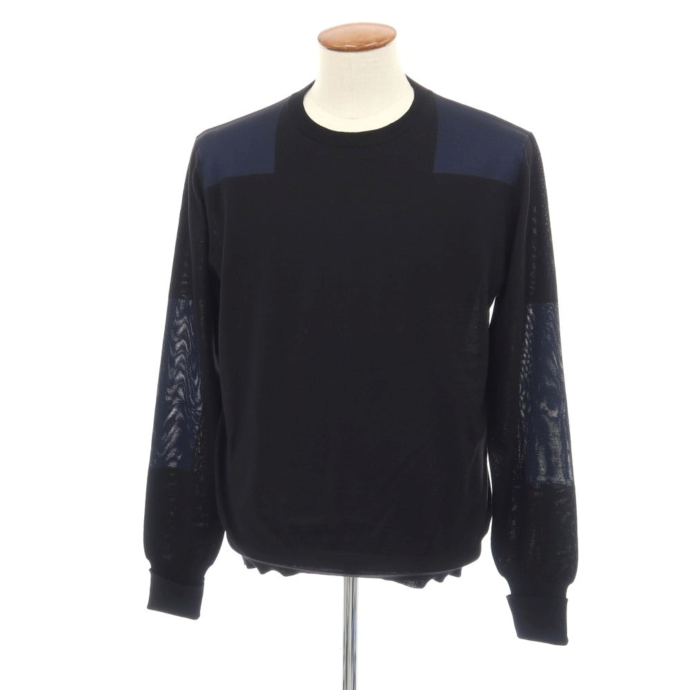 【中古】ステラマッカートニー Stella McCartney ウール クルーネック プルオーバーニット ブラックxネイビー【サイズM】【 状態ランクB 】【 メンズ 】