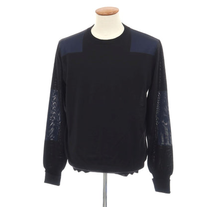【中古】ステラマッカートニー Stella McCartney ウール クルーネック プルオーバーニット ブラックxネイビー【サイズM】【 状態ランクB 】【 メンズ 】