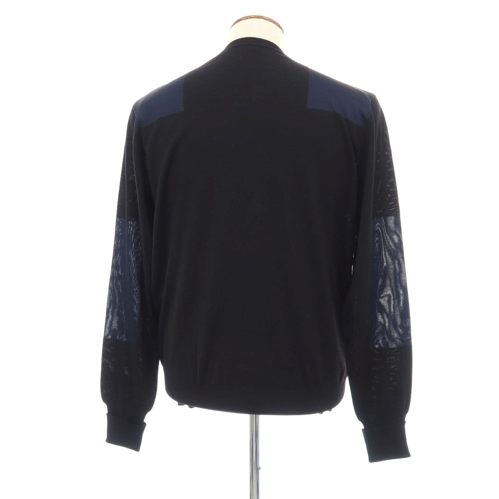 【中古】ステラマッカートニー Stella McCartney ウール クルーネック プルオーバーニット ブラックxネイビー【サイズM】【 状態ランクB 】【 メンズ 】