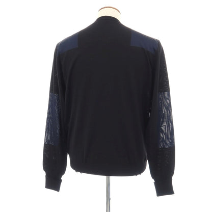 【中古】ステラマッカートニー Stella McCartney ウール クルーネック プルオーバーニット ブラックxネイビー【サイズM】【 状態ランクB 】【 メンズ 】