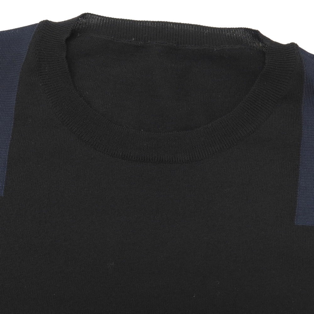 【中古】ステラマッカートニー Stella McCartney ウール クルーネック プルオーバーニット ブラックxネイビー【サイズM】【 状態ランクB 】【 メンズ 】
