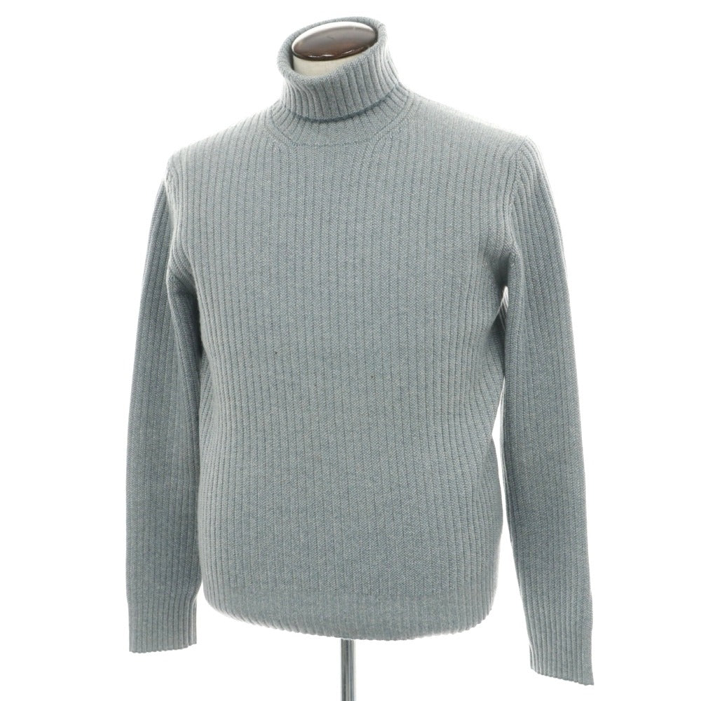 【中古】ロロピアーナ Loro Piana カシミヤ リブ編み タートルネック プルオーバーニット ライトブルー【サイズ50】【 状態ランクC 】【 メンズ 】
