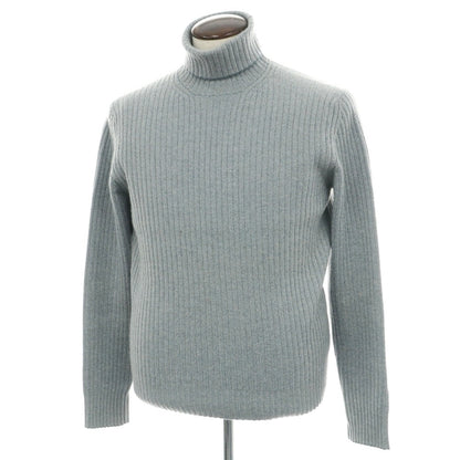【中古】ロロピアーナ Loro Piana カシミヤ リブ編み タートルネック プルオーバーニット ライトブルー【サイズ50】【 状態ランクC 】【 メンズ 】