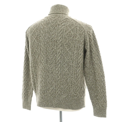 【中古】クルチアーニ CRUCIANI カシミヤ ケーブル編み タートルネック プルオーバーニット オリーブグリーンxホワイト【サイズ48】【 状態ランクC 】【 メンズ 】