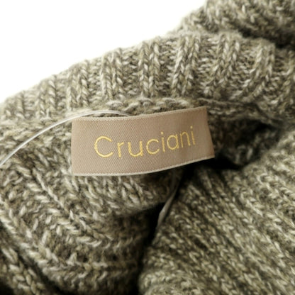 【中古】クルチアーニ CRUCIANI カシミヤ ケーブル編み タートルネック プルオーバーニット オリーブグリーンxホワイト【サイズ48】【 状態ランクC 】【 メンズ 】