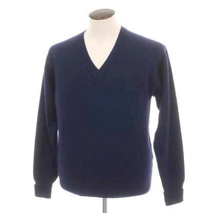 【中古】ダンヒル Dunhill SPORT カシミヤ Vネック プルオーバーニット ネイビー【サイズ3】【 状態ランクB 】【 メンズ 】