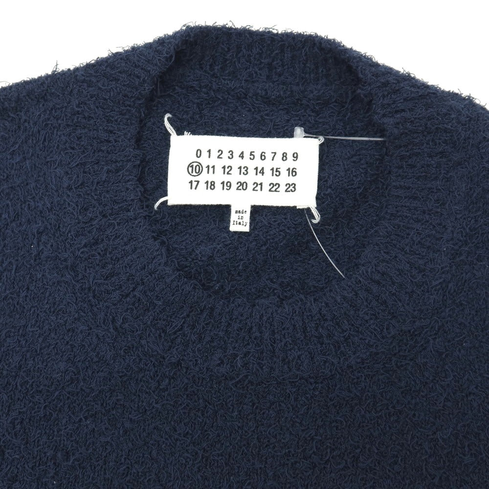 【中古】マルタンマルジェラテン Martin Margiela 10 コットンナイロン クルーネック プルオーバーニット ネイビー【サイズM】【 状態ランクB 】【 メンズ 】