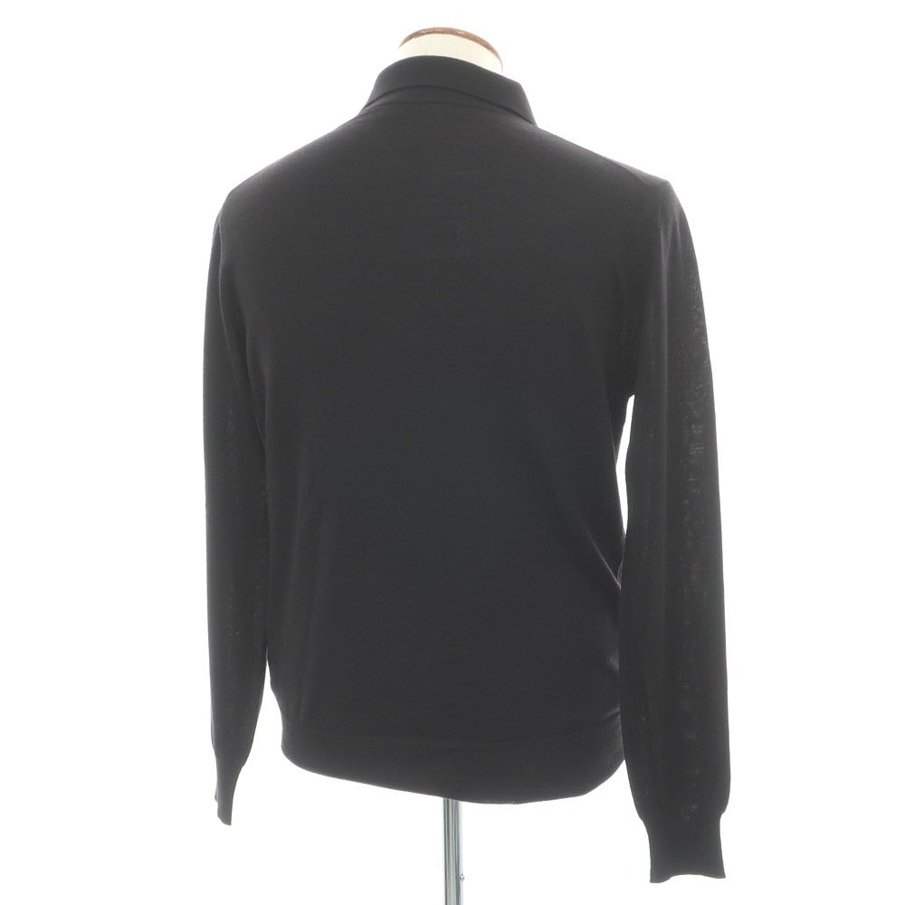 【中古】ジルサンダー JIL SANDER ハイゲージ ウールシルク 長袖 ポロニット ブラック【サイズ48】【 状態ランクB 】【 メンズ 】