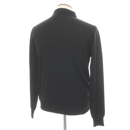 【中古】ジルサンダー JIL SANDER ハイゲージ ウールシルク 長袖 ポロニット ブラック【サイズ48】【 状態ランクB 】【 メンズ 】