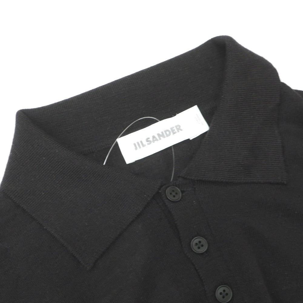 【中古】ジルサンダー JIL SANDER ハイゲージ ウールシルク 長袖 ポロニット ブラック【サイズ48】【 状態ランクB 】【 メンズ 】