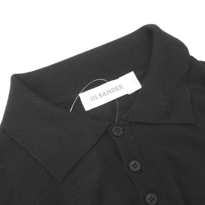 【中古】ジルサンダー JIL SANDER ハイゲージ ウールシルク 長袖 ポロニット ブラック【サイズ48】【 状態ランクB 】【 メンズ 】