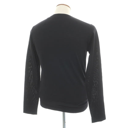 【中古】ジルサンダー JIL SANDER ハイゲージ ウールシルク Vネック プルオーバーニット ブラック【サイズ48】【 状態ランクB 】【 メンズ 】