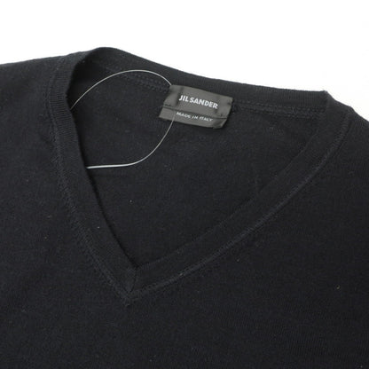【中古】ジルサンダー JIL SANDER ハイゲージ ウールシルク Vネック プルオーバーニット ブラック【サイズ48】【 状態ランクB 】【 メンズ 】