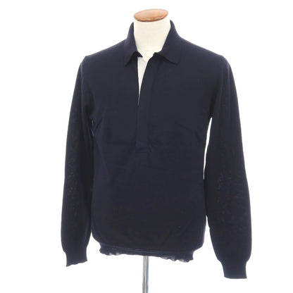 【中古】ジルサンダー JIL SANDER コットン 長袖 ポロニット ネイビー【サイズ48】【 状態ランクB 】【 メンズ 】