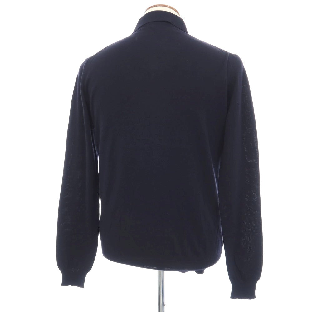 【中古】ジルサンダー JIL SANDER コットン 長袖 ポロニット ネイビー【サイズ48】【 状態ランクB 】【 メンズ 】