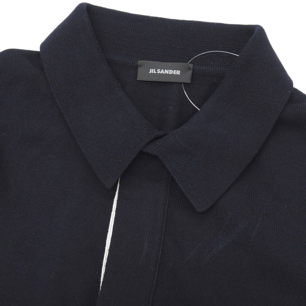 【中古】ジルサンダー JIL SANDER コットン 長袖 ポロニット ネイビー【サイズ48】【 状態ランクB 】【 メンズ 】