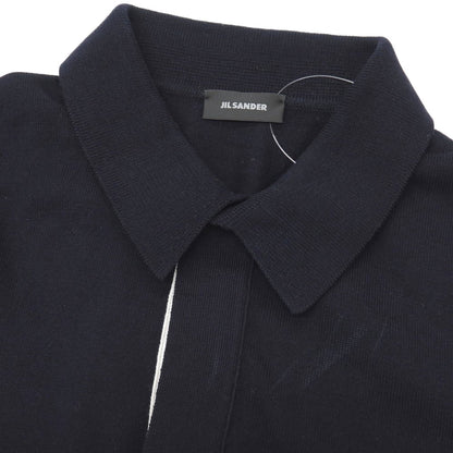 【中古】ジルサンダー JIL SANDER コットン 長袖 ポロニット ネイビー【サイズ48】【 状態ランクB 】【 メンズ 】