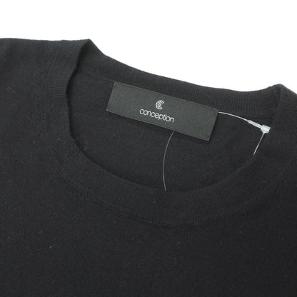 【中古】コンセプション CONSEPTION カシミヤシルク クルーネック 半袖 プルオーバーニット ブラック【サイズL位】【 状態ランクB 】【 メンズ 】