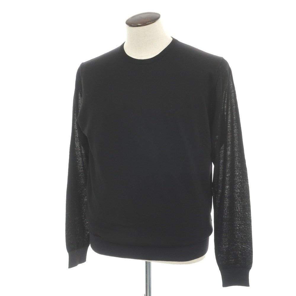 【中古】ランバン LANVIN コットンウール クルーネック プルオーバーニット ブラック【サイズL】【 状態ランクB 】【 メンズ 】