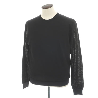 【中古】ランバン LANVIN コットンウール クルーネック プルオーバーニット ブラック【サイズL】【 状態ランクB 】【 メンズ 】