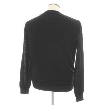 【中古】ランバン LANVIN コットンウール クルーネック プルオーバーニット ブラック【サイズL】【 状態ランクB 】【 メンズ 】