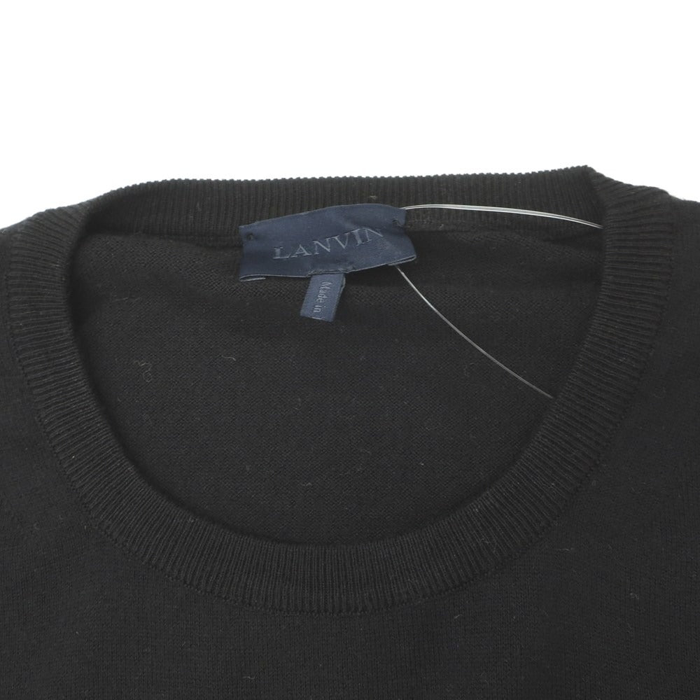 【中古】ランバン LANVIN コットンウール クルーネック プルオーバーニット ブラック【サイズL】【 状態ランクB 】【 メンズ 】