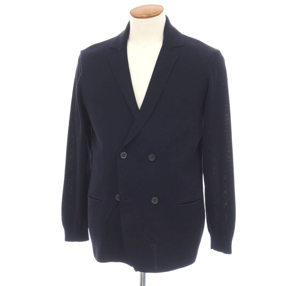 【中古】ジルサンダー JIL SANDER コットン ダブル4B ジャケット型 カーディガン ネイビー【サイズ48】【 状態ランクB 】【 メンズ 】