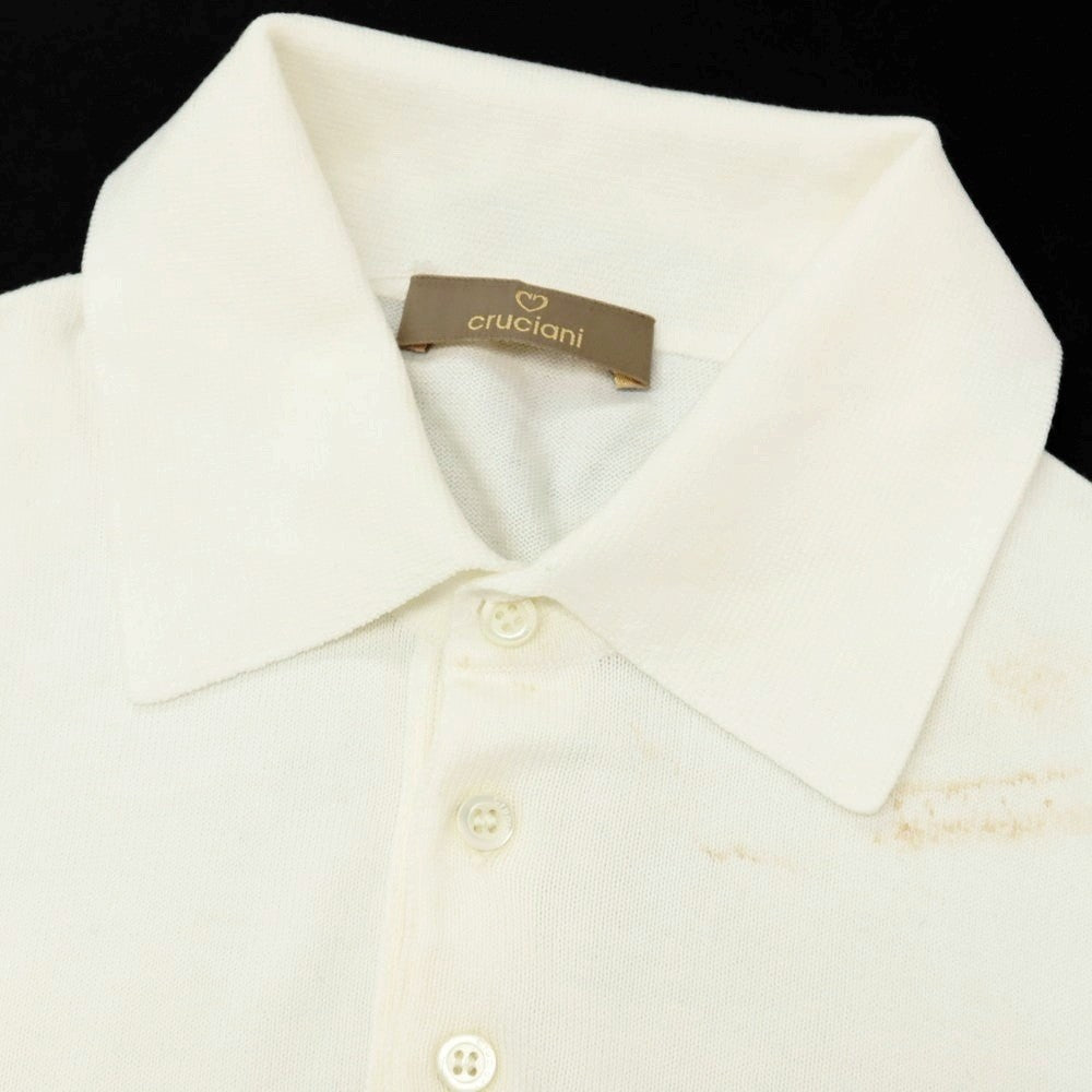 【中古】クルチアーニ CRUCIANI コットン 長袖 ポロニット オフホワイト【サイズ46】【 状態ランクD 】【 メンズ 】