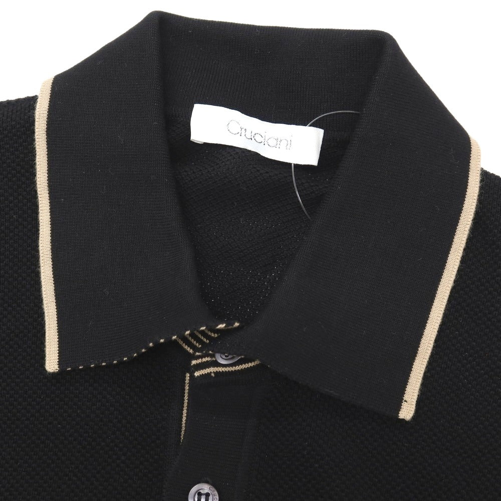 【中古】クルチアーニ CRUCIANI コットン 半袖 ポロニット ブラック【サイズ52】【 状態ランクB 】【 メンズ 】