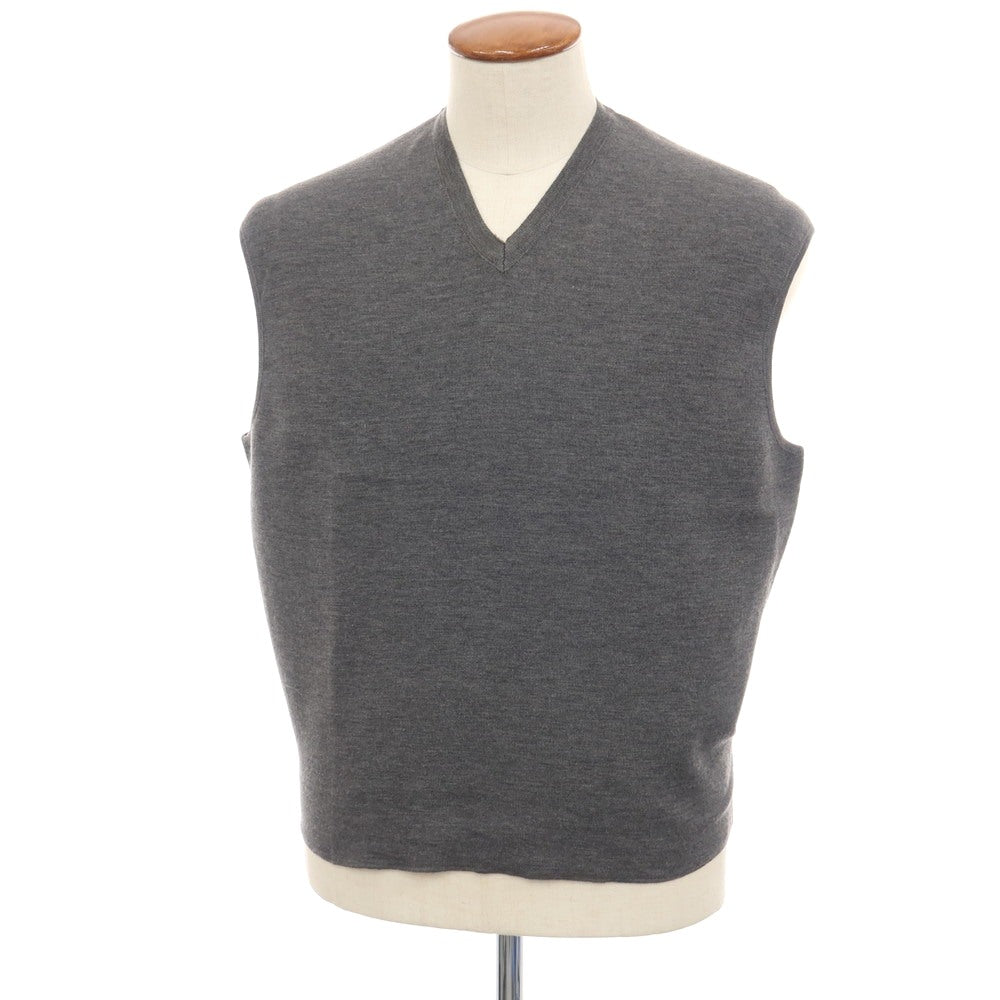 【中古】ジルサンダー JIL SANDER ウール Vネック ニットベスト グレー【サイズ表記なし（M位）】【 状態ランクB 】【 メンズ 】