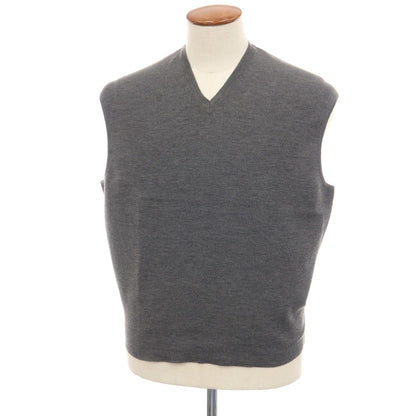 【中古】ジルサンダー JIL SANDER ウール Vネック ニットベスト グレー【サイズ表記なし（M位）】【 状態ランクB 】【 メンズ 】