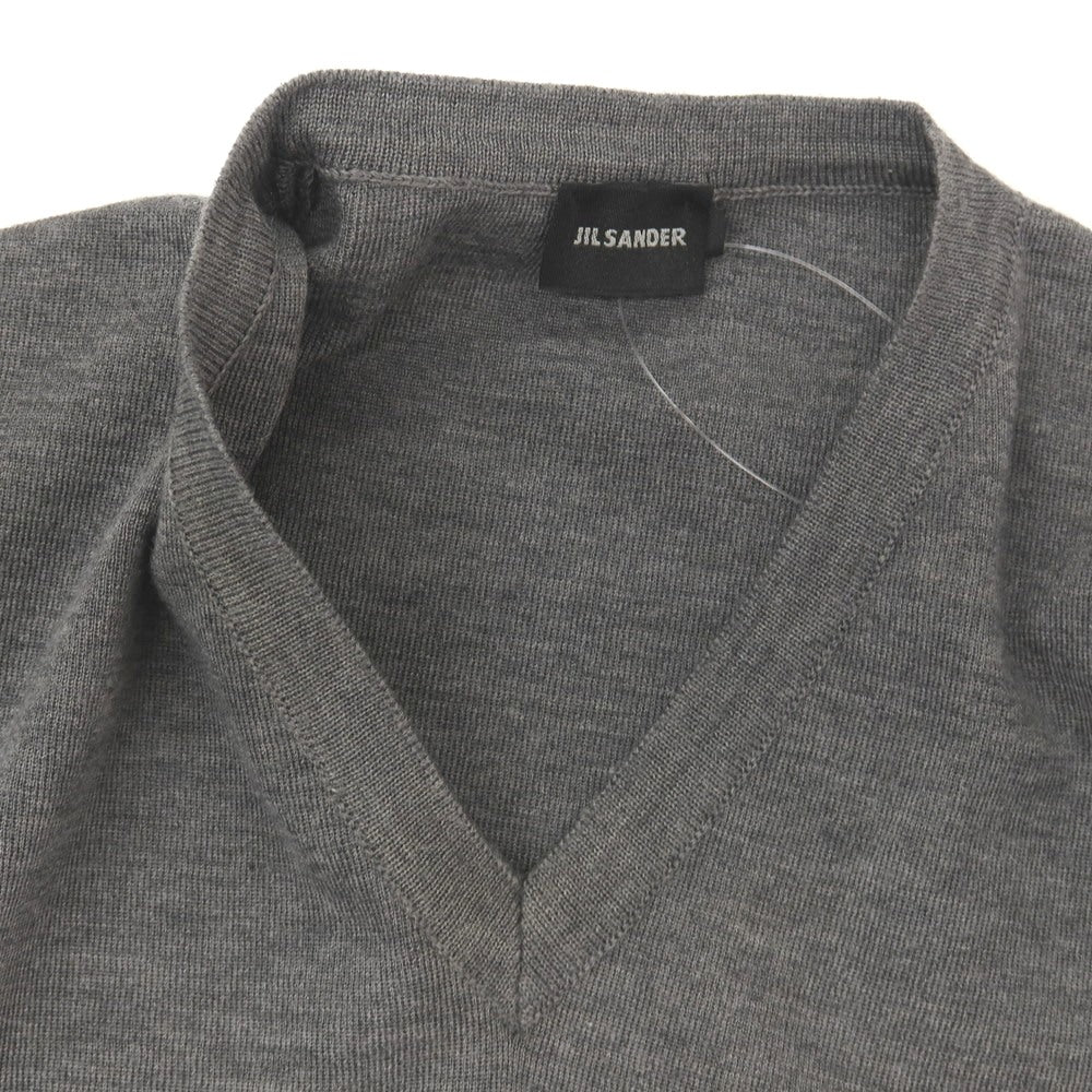 【中古】ジルサンダー JIL SANDER ウール Vネック ニットベスト グレー【サイズ表記なし（M位）】【 状態ランクB 】【 メンズ 】