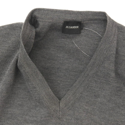【中古】ジルサンダー JIL SANDER ウール Vネック ニットベスト グレー【サイズ表記なし（M位）】【 状態ランクB 】【 メンズ 】