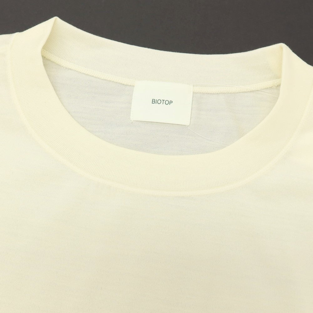 【中古】ビオトープ BIOTOP ウールナイロン クルーネック 半袖Ｔシャツ クリーム【サイズL】【 状態ランクB 】【 メンズ 】