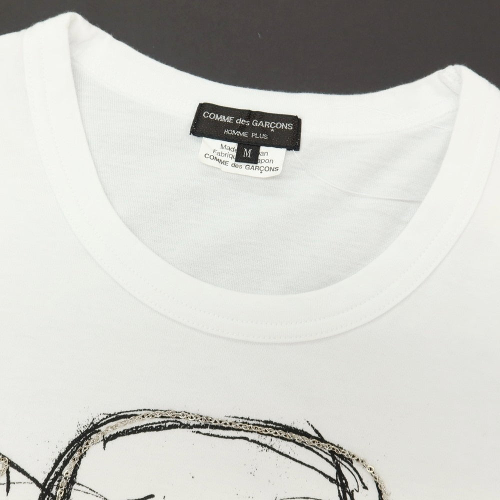 【中古】コムデギャルソンオムプリュス COMME des GARCONS HOMME PLUS プリント チェーンデザイン クルーネック 半袖Ｔシャツ ホワイト【サイズM】【 状態ランクB 】【 メンズ 】