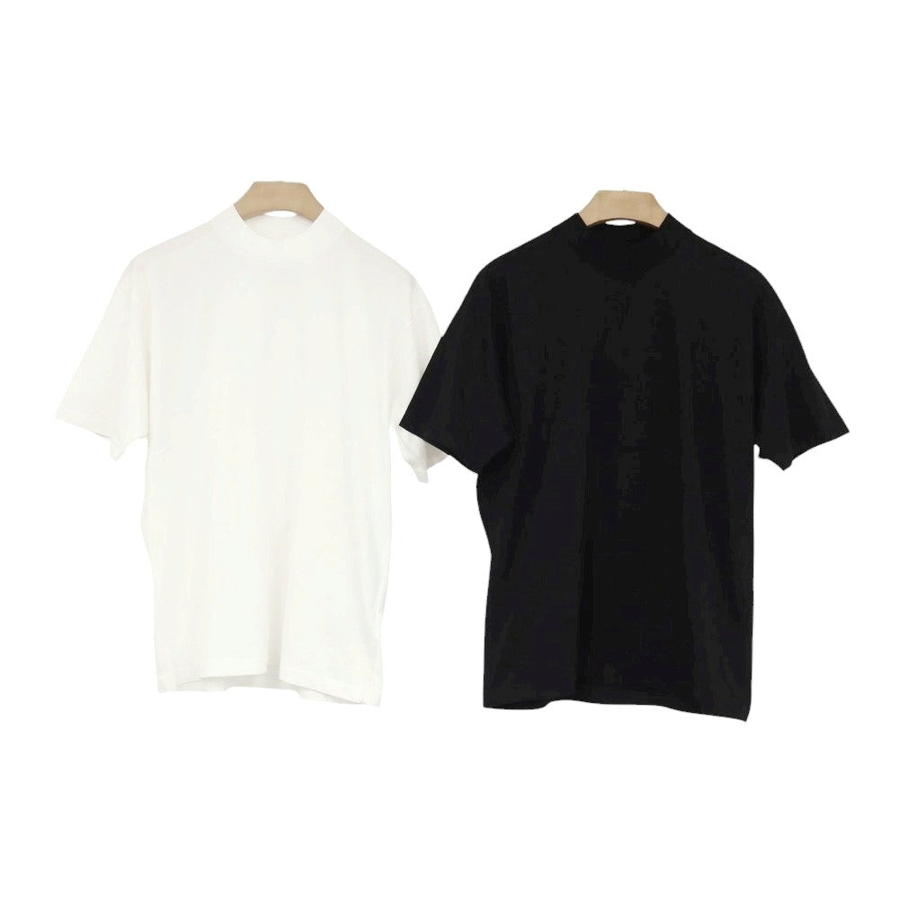 【中古】ビオトープ BIOTOP HANES製 USAコットン モックネック 半袖Ｔシャツ 2枚セット ブラックxホワイト【サイズM】【 状態ランクA 】【 メンズ 】