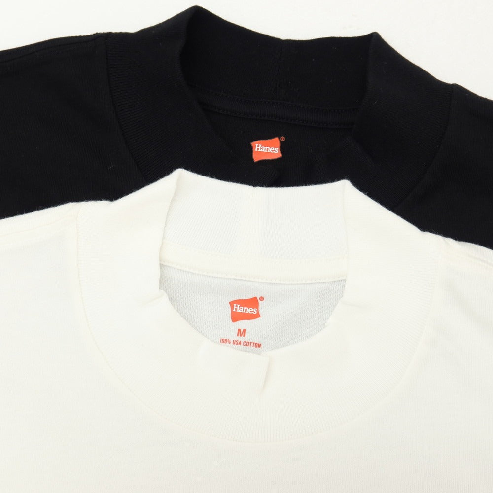 【中古】ビオトープ BIOTOP HANES製 USAコットン モックネック 半袖Ｔシャツ 2枚セット ブラックxホワイト【サイズM】【 状態ランクA 】【 メンズ 】