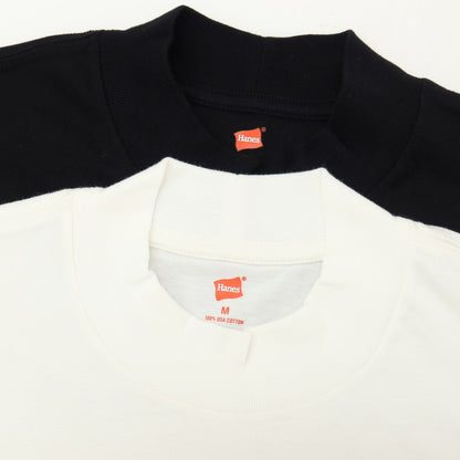 【中古】ビオトープ BIOTOP HANES製 USAコットン モックネック 半袖Ｔシャツ 2枚セット ブラックxホワイト【サイズM】【 状態ランクA 】【 メンズ 】