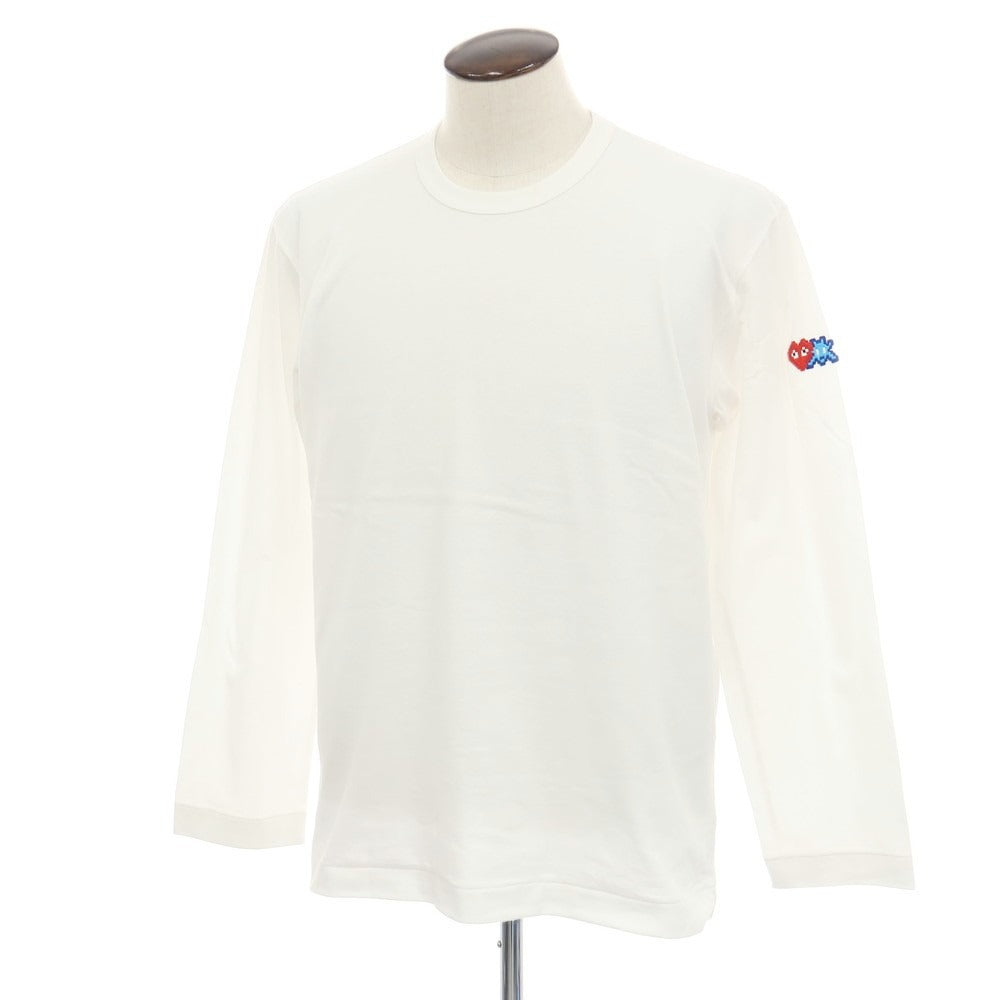【中古】プレイコムデギャルソン PLAY COMME des GARCONS コットン クルーネック 長袖Ｔシャツ ホワイト【サイズXL】【 状態ランクB 】【 メンズ 】