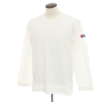 【中古】プレイコムデギャルソン PLAY COMME des GARCONS コットン クルーネック 長袖Ｔシャツ ホワイト【サイズXL】【 状態ランクB 】【 メンズ 】