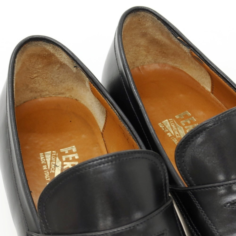 【中古】サルヴァトーレフェラガモ Salvatore Ferragamo カーフ コインローファー ブラック【サイズ8 EE】【 状態ランクB 】【 メンズ 】