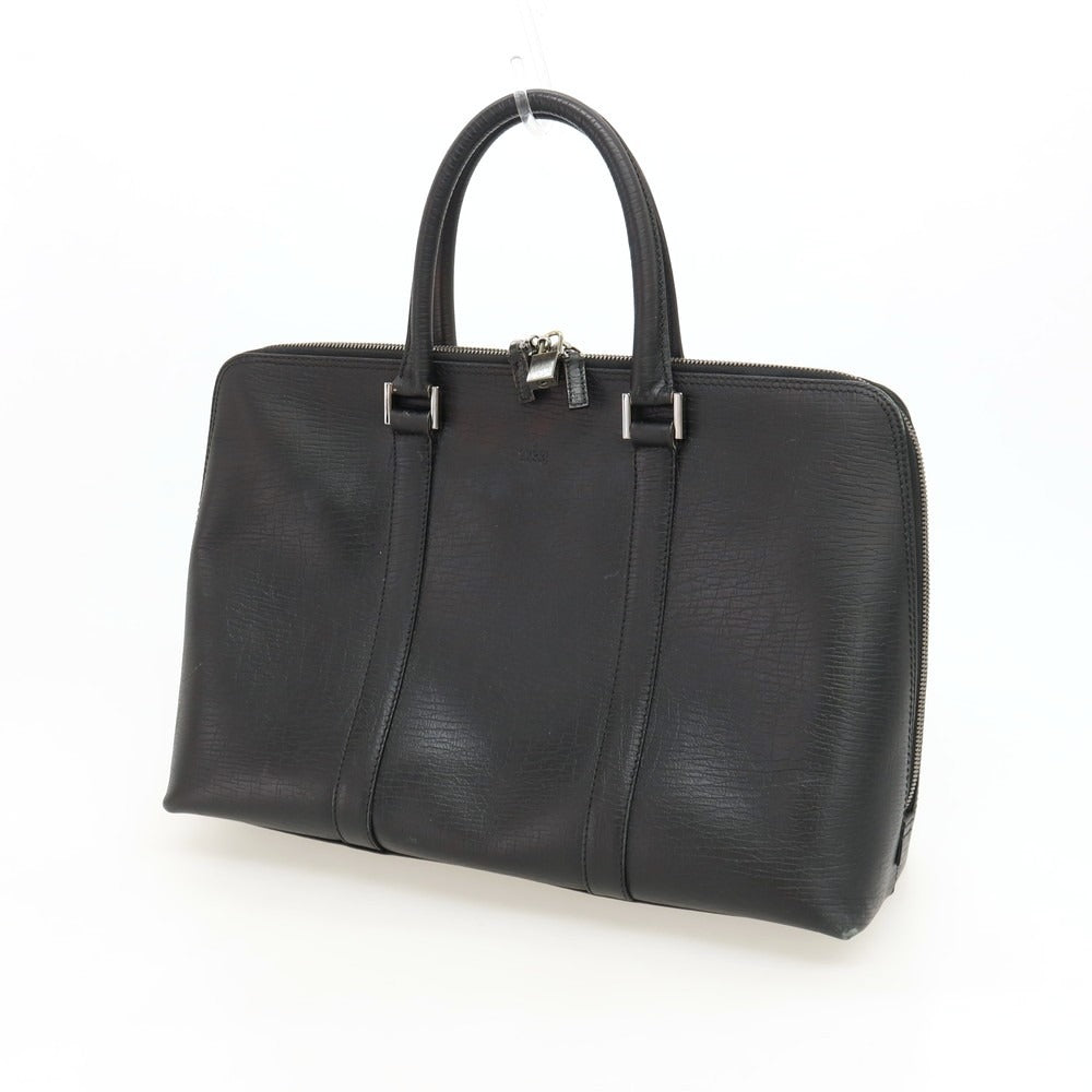 【中古】グッチ GUCCI レザー ブリーフケース ブラック【 状態ランクC 】【 メンズ 】