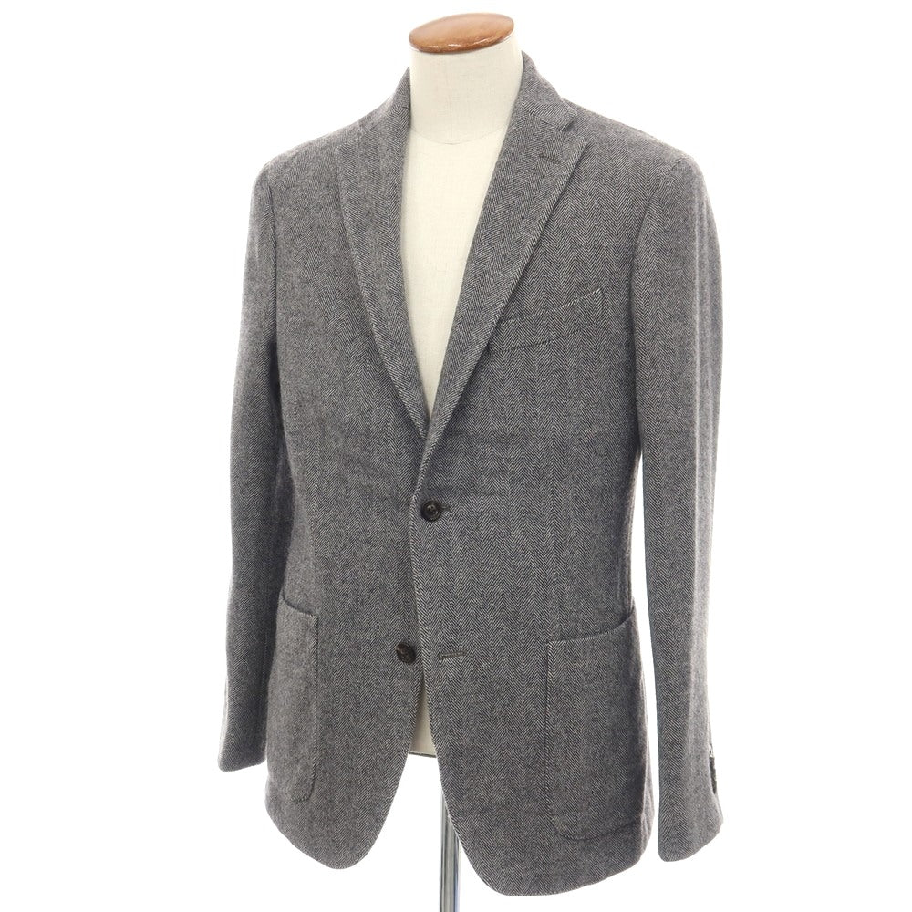 【中古】ボリオリ BOGLIOLI K.JACKET ウールカシミヤ ヘリンボーン 2B テーラードジャケット ホワイトxブラック【サイズ48】【 状態ランクB 】【 メンズ 】