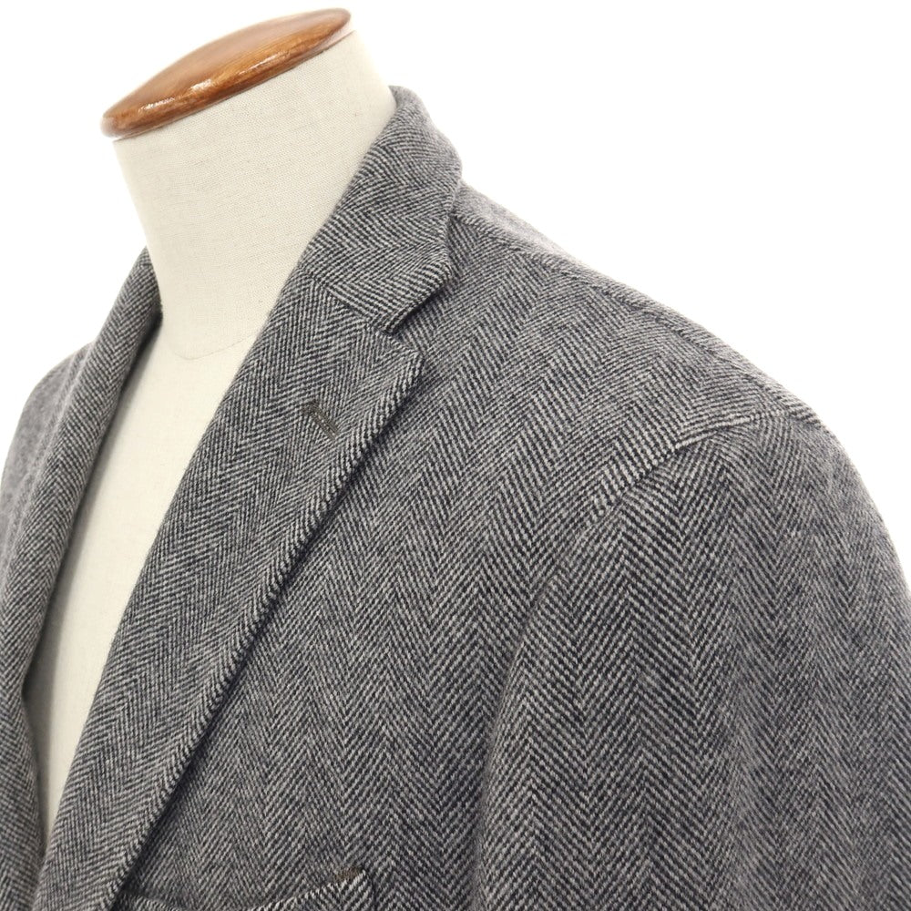 【中古】ボリオリ BOGLIOLI K.JACKET ウールカシミヤ ヘリンボーン 2B テーラードジャケット ホワイトxブラック【サイズ48】【 状態ランクB 】【 メンズ 】