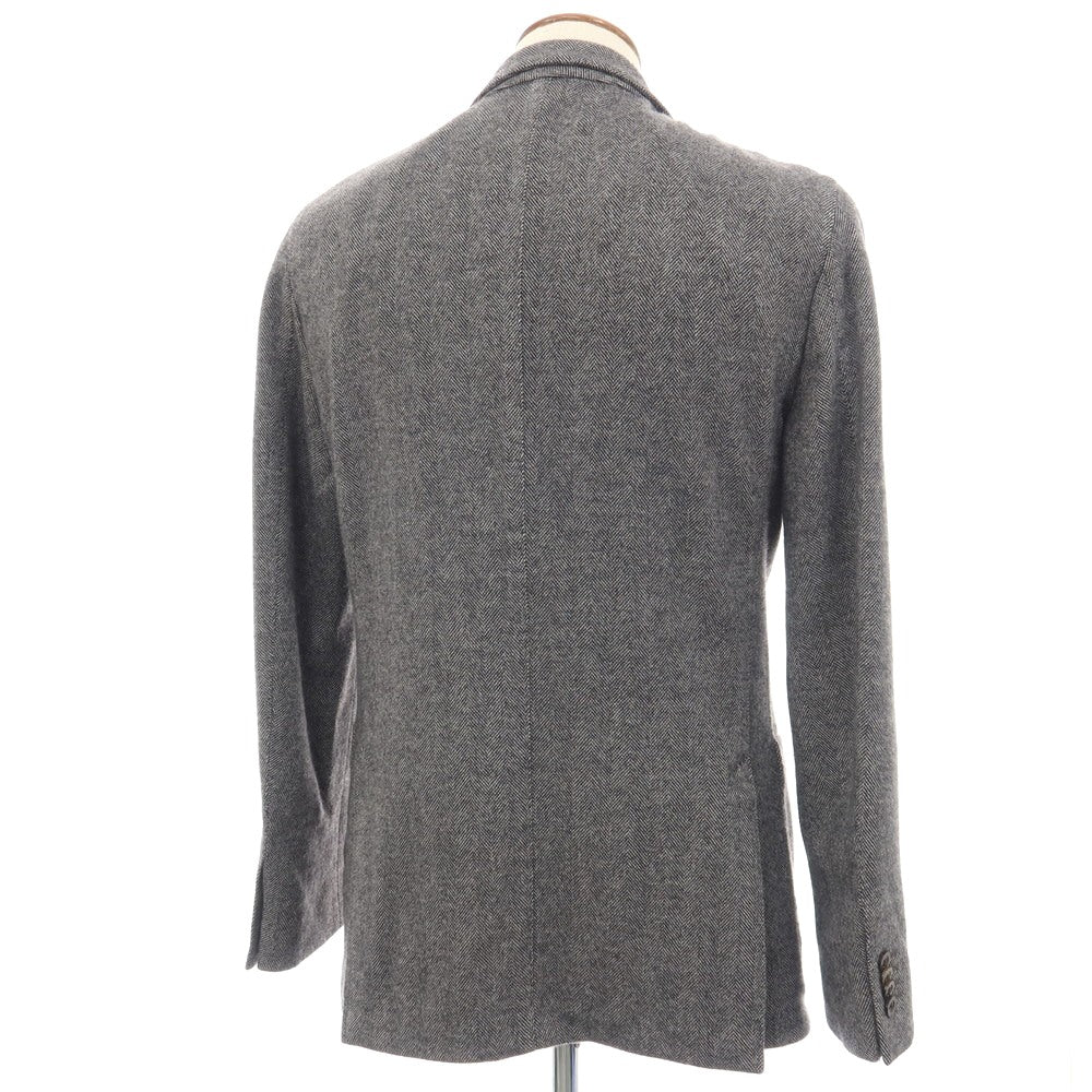【中古】ボリオリ BOGLIOLI K.JACKET ウールカシミヤ ヘリンボーン 2B テーラードジャケット ホワイトxブラック【サイズ48】【 状態ランクB 】【 メンズ 】
