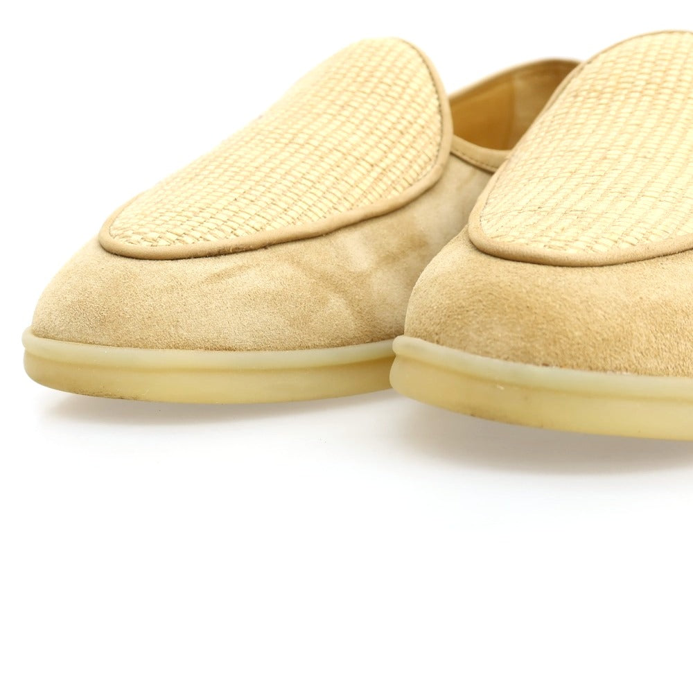 【中古】ボードインアンドランジ Baudoin &amp; Lange スエード ラフィア ローファー ベージュ【サイズ41】【 状態ランクB 】【 メンズ 】