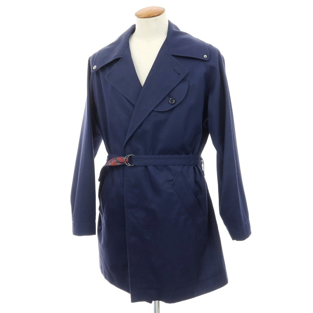 【中古】【未使用】ヘルノ Herno × Pierre-Louis Mascia コットンリネン ベルテッドコート ライトネイビー【サイズ46】【 状態ランクS 】【 メンズ 】