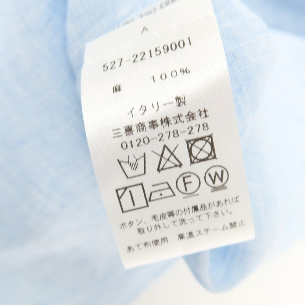【中古】【未使用】マリアサンタンジェロ Maria Santangelo リネン ワンピースカラー カジュアルシャツ ブルー【サイズL】【 状態ランクS 】【 メンズ 】
