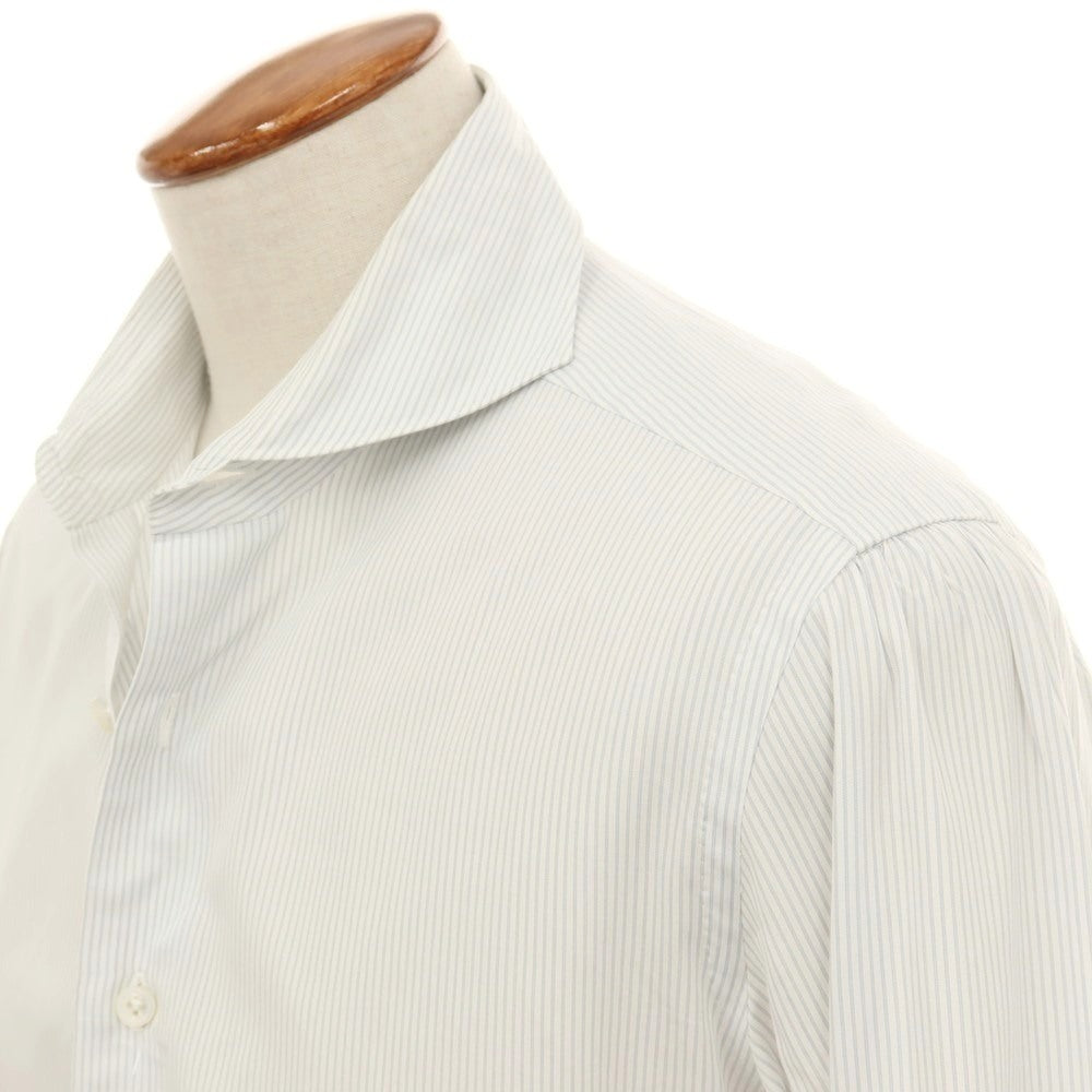 【中古】リングヂャケット RING JACKET Napoli コットン ストライプ カッタウェイ ドレスシャツ ホワイトxブルー【サイズ40】【 状態ランクC 】【 メンズ 】