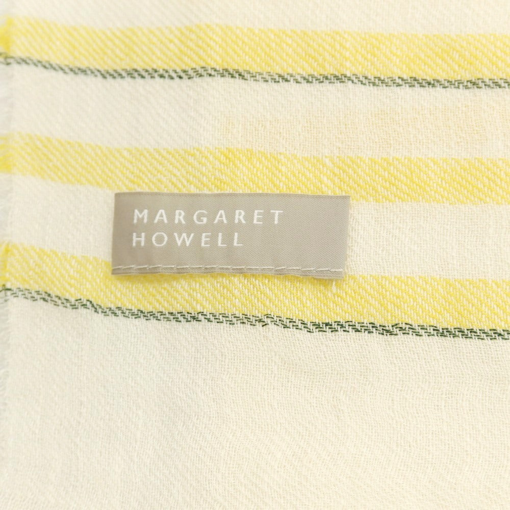 【中古】マーガレットハウエル MARGARET HOWELL リネン系 大判 ストール アイボリーxイエロー【 状態ランクC 】【 メンズ 】